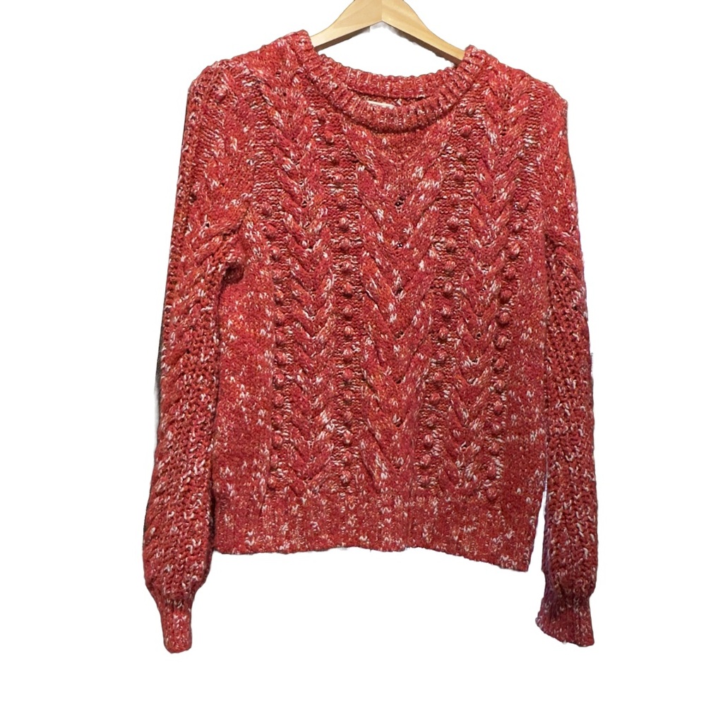 Good Threads Womens Large Red Cable Knit Sweater